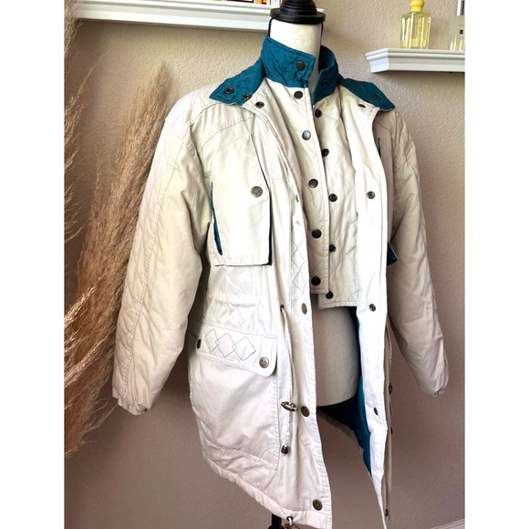 Vintage Current Seen Teal Quilted Jacket Womens Size Small Winter Coat Outerwear - Picture 3 of 12